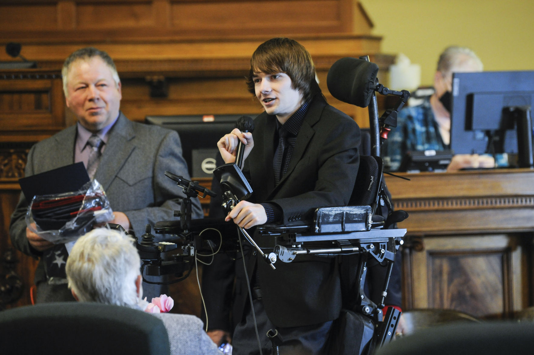 Jack Racicot speaks to the Senate on Monday